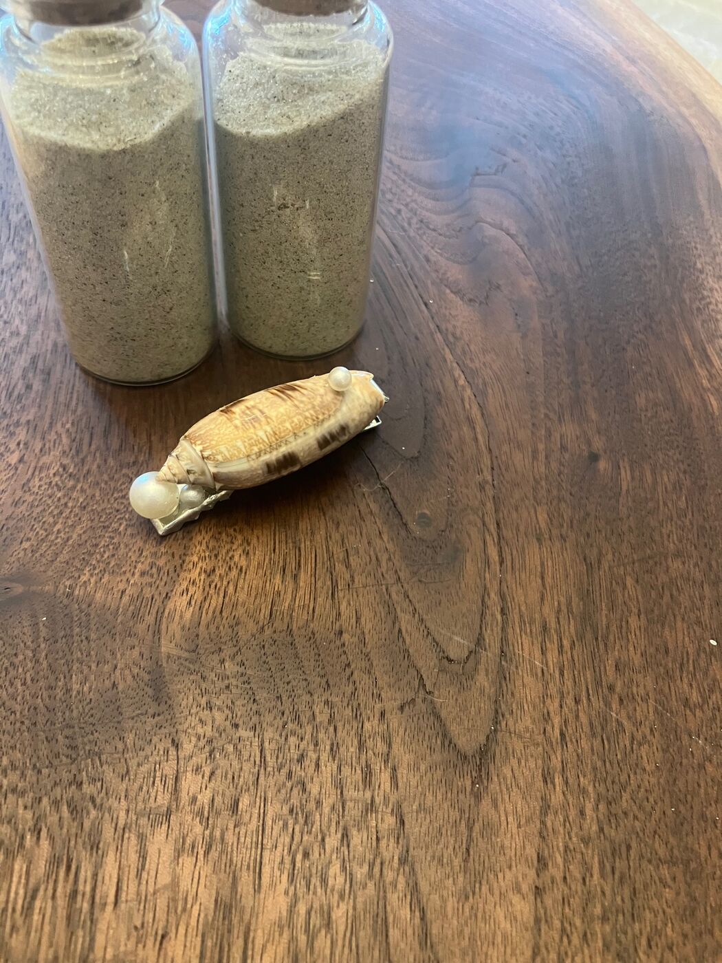 A piece of natural Fripp Island driftwood on a hair clip